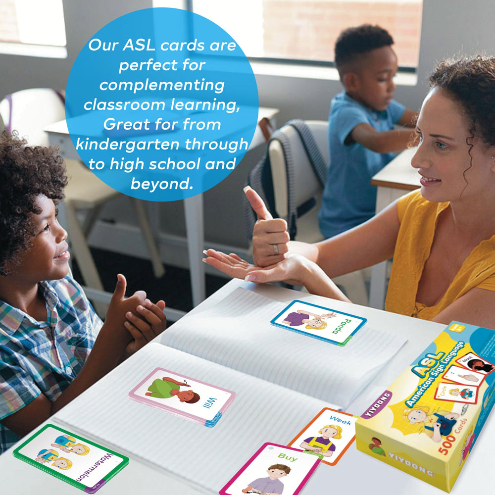 YIYDONG ASL flash cards cover early vocabulary and essential terms