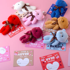 YIYEE classroom valentine favors featuring colorful bear plush charms