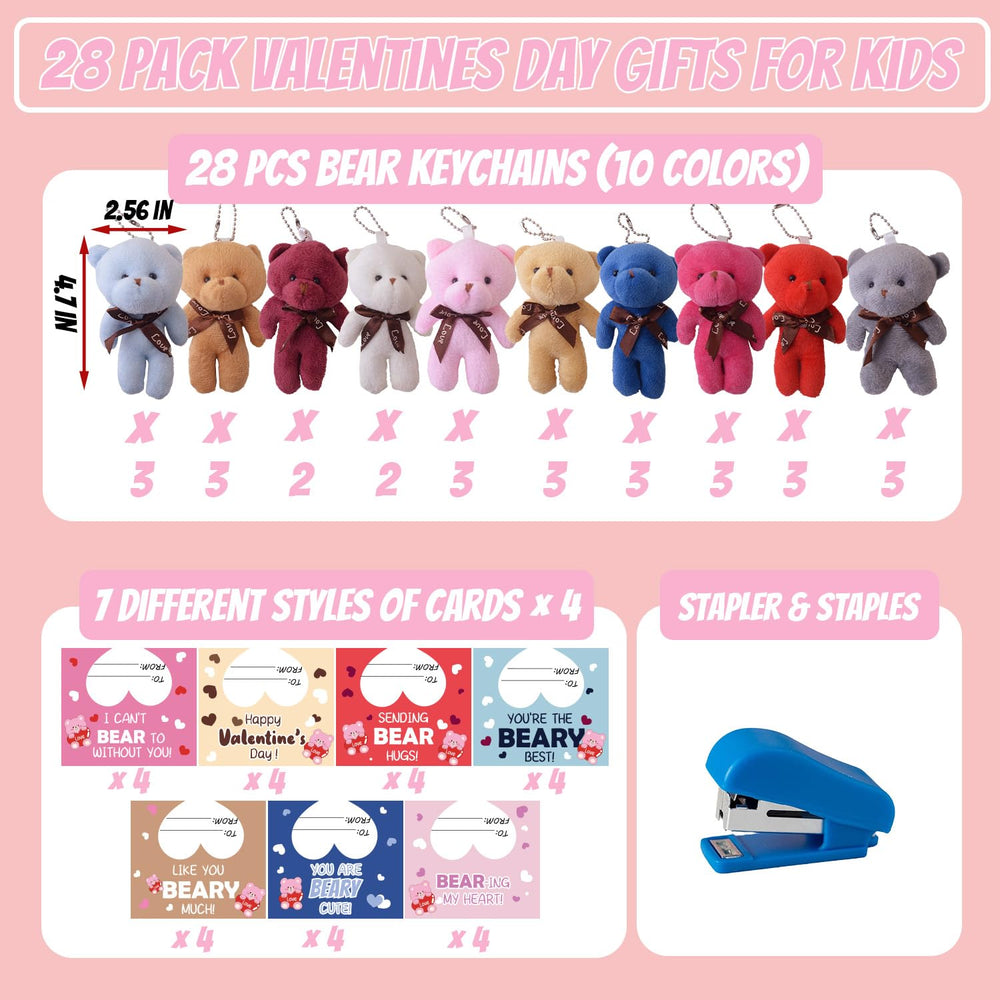 YIYEE 28-card valentines set with seven designs for kids