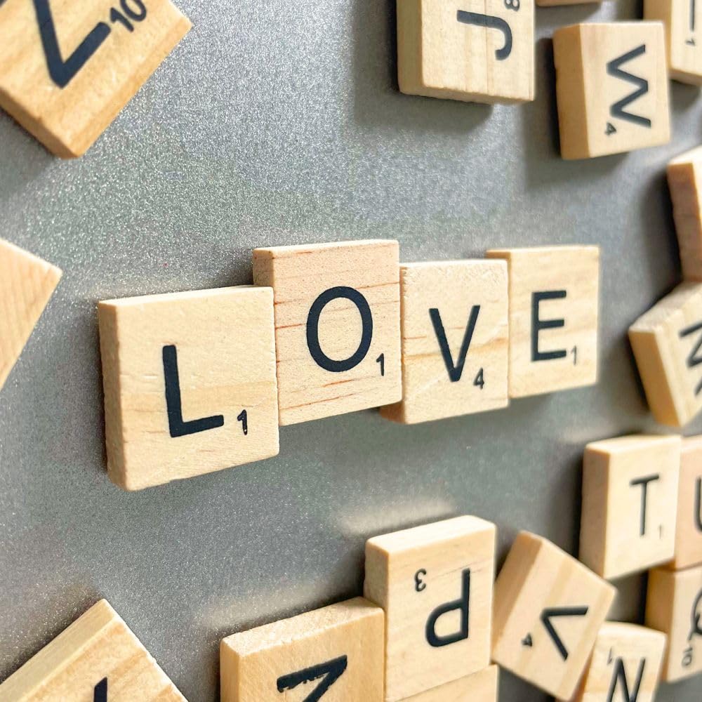 YJ PREMIUMS wood magnetic letter tiles on fridge for stylish organization.