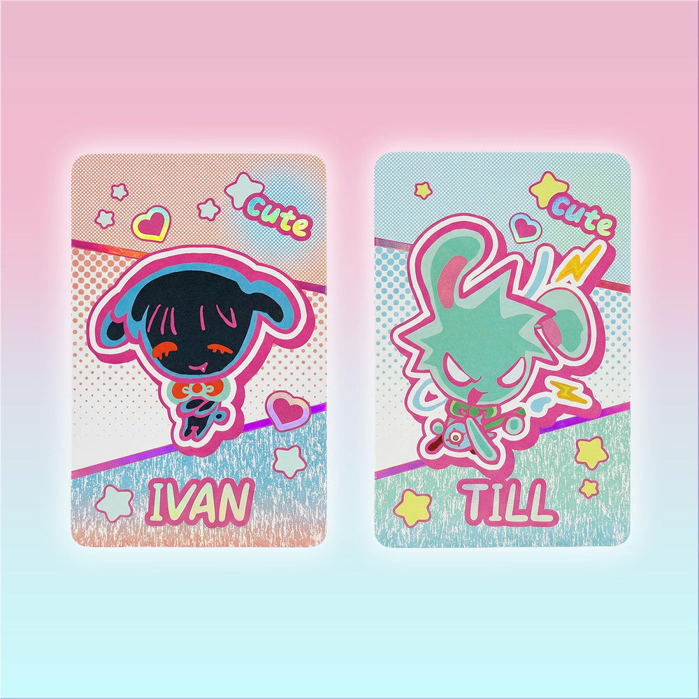 YJacuing Alien Stage Mizi chibi rabbit photocard; durable materials for longevity.