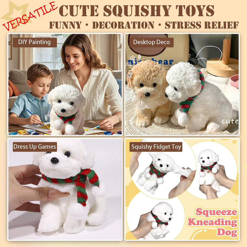 YJPPDD Big Taba squishy dog, white teddy, in hand for on-the-go calm