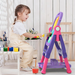 Ylovetoys easel whiteboard side supports watercolor painting and easy cleanup.