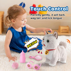 Ylpaprm Cat toy accessories box showcases sunglasses, comb, and bottle.