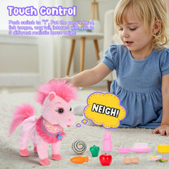 Ylpaprm Pink Walking Pony Set talking singing and voice mimic features