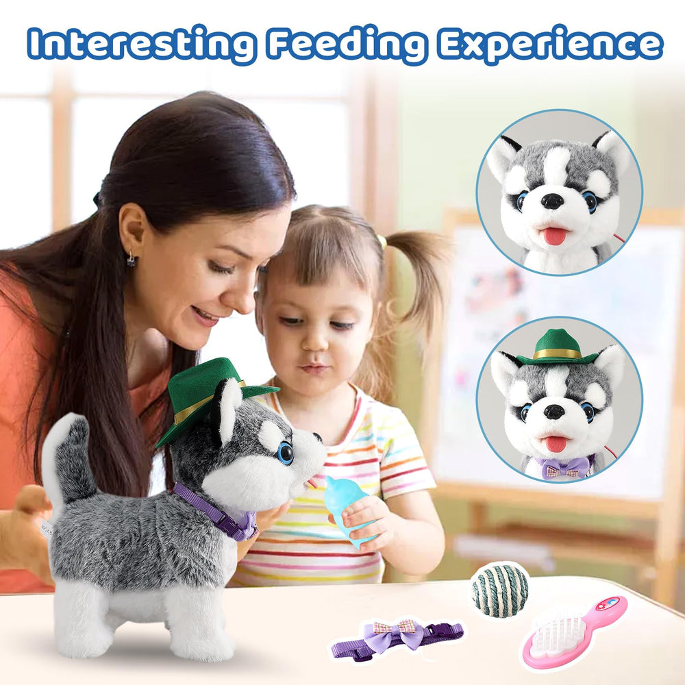 Ylpaprm plush husky powered by batteries for lively responses