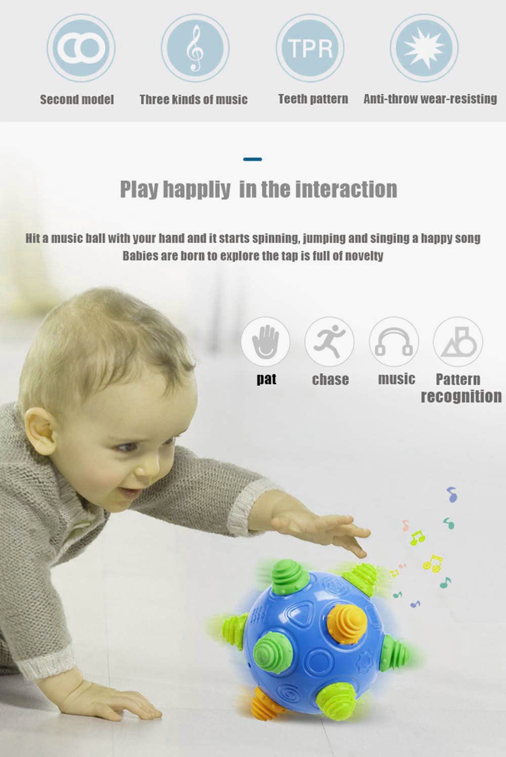 YMDLY Toys move-and-crawl ball demonstrates playful motion and engagement.