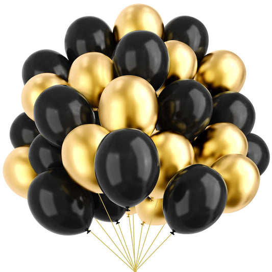 YMSZ 67pcs black and gold balloon kit for glamorous party decorations.