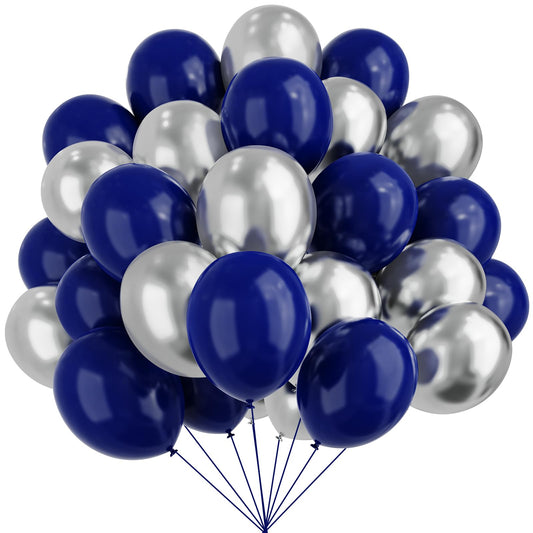 YMSZ blue and silver balloons kit for birthdays and anniversaries.