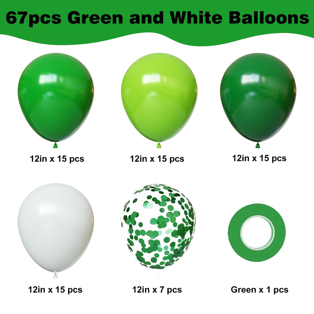 YMSZ Green and White Balloons 12inch for stylish party decor