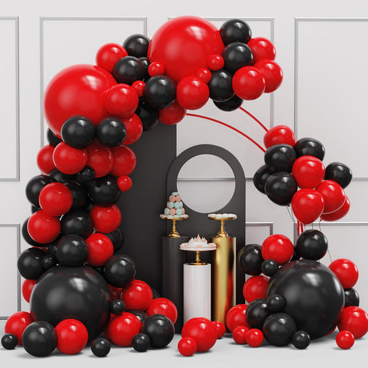 YMSZ red and black balloon arch kit with 134pcs for dramatic party backdrops