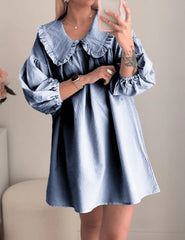 Ynhonra plaid mini dress cobalt showing relaxed boho charm for everyday outings