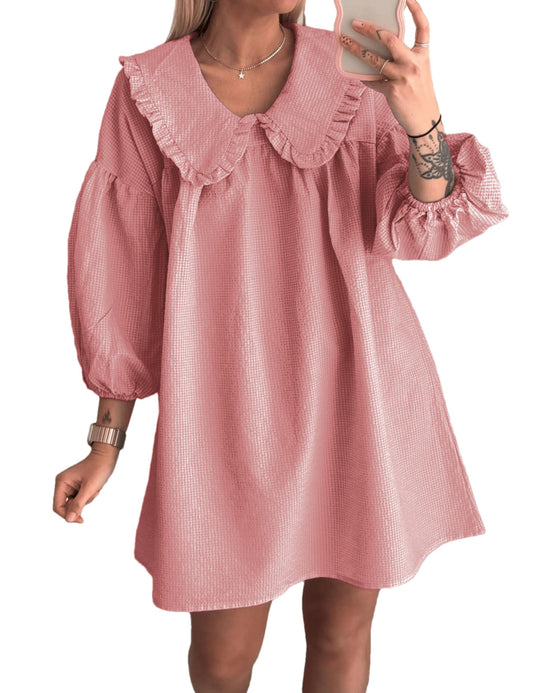 Ynhonra babydoll dress with doll collar in coral, casual days and warm weather
