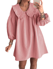 Ynhonra babydoll dress with doll collar in coral, casual days and warm weather