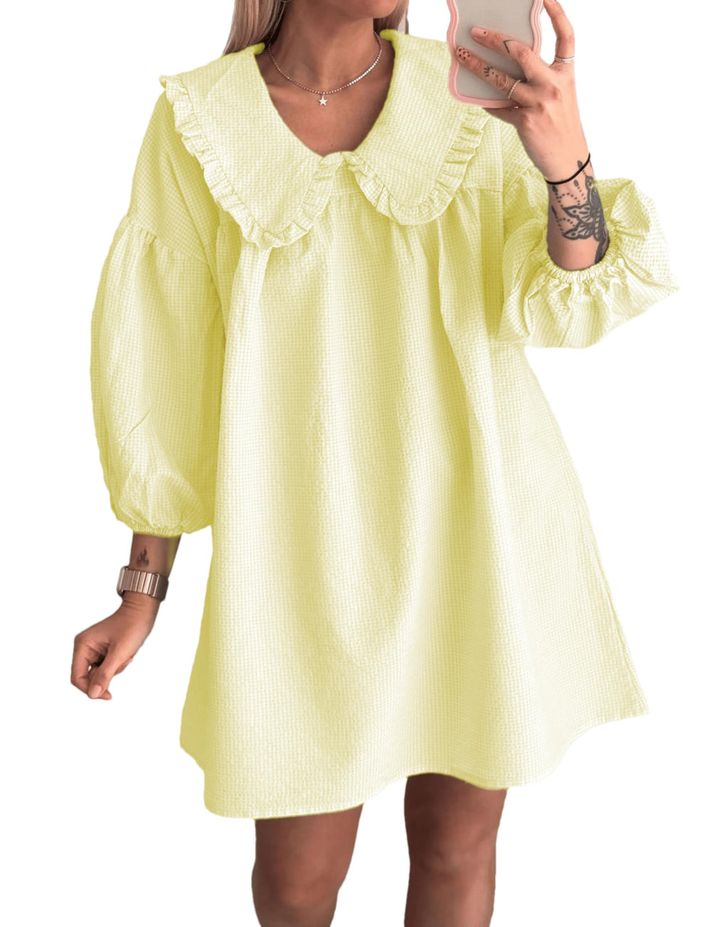Ynhonra babydoll dress front view showing a loose fit for casual summer style