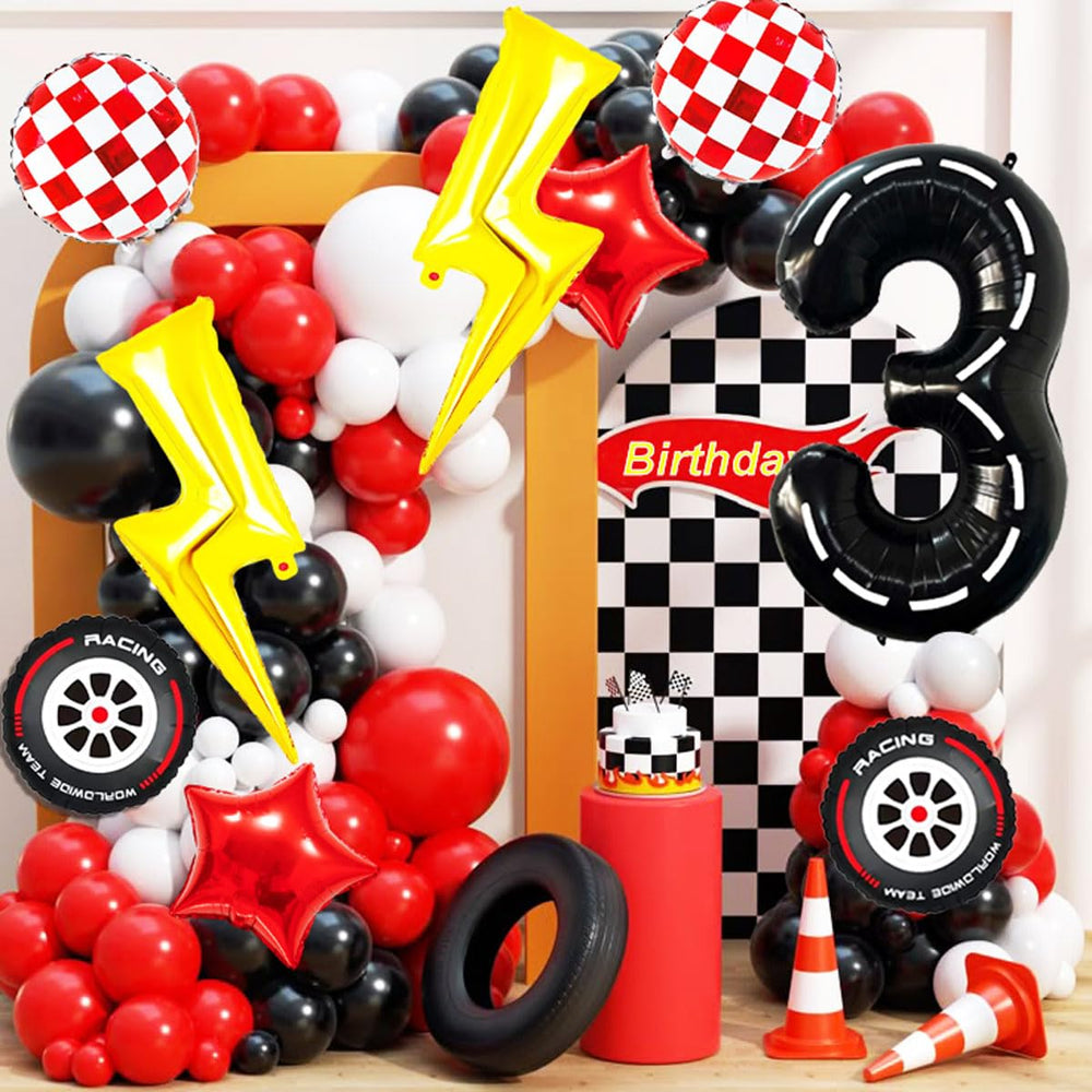 YNITSED Red tire balloons add playful detail to party setup