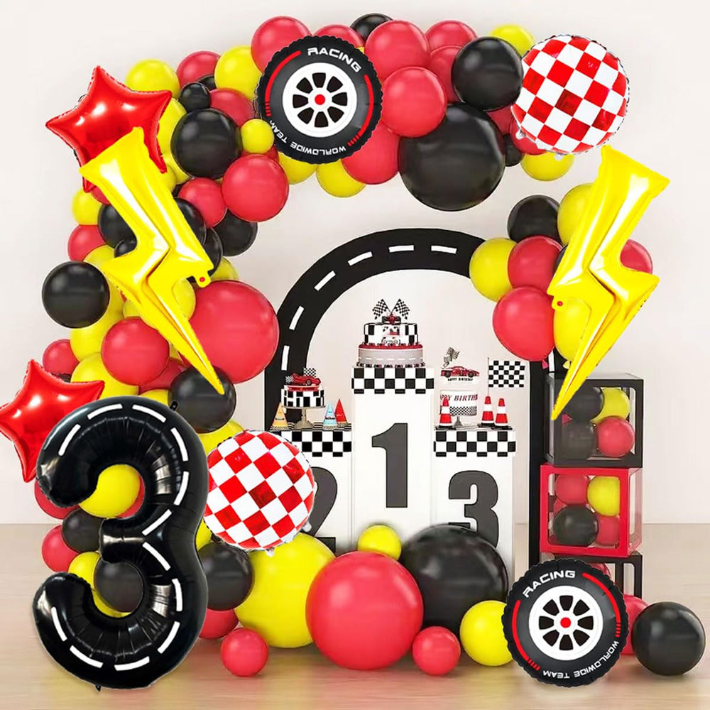YNITSED Red and white checkered balloons for racing themed backdrops