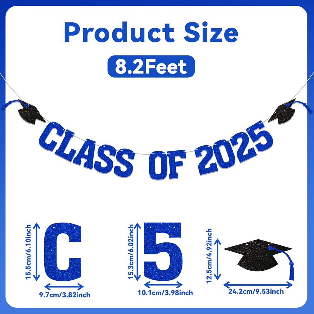 Yochamc Class of 2025 banner glitter detail highlighting premium sparkle look