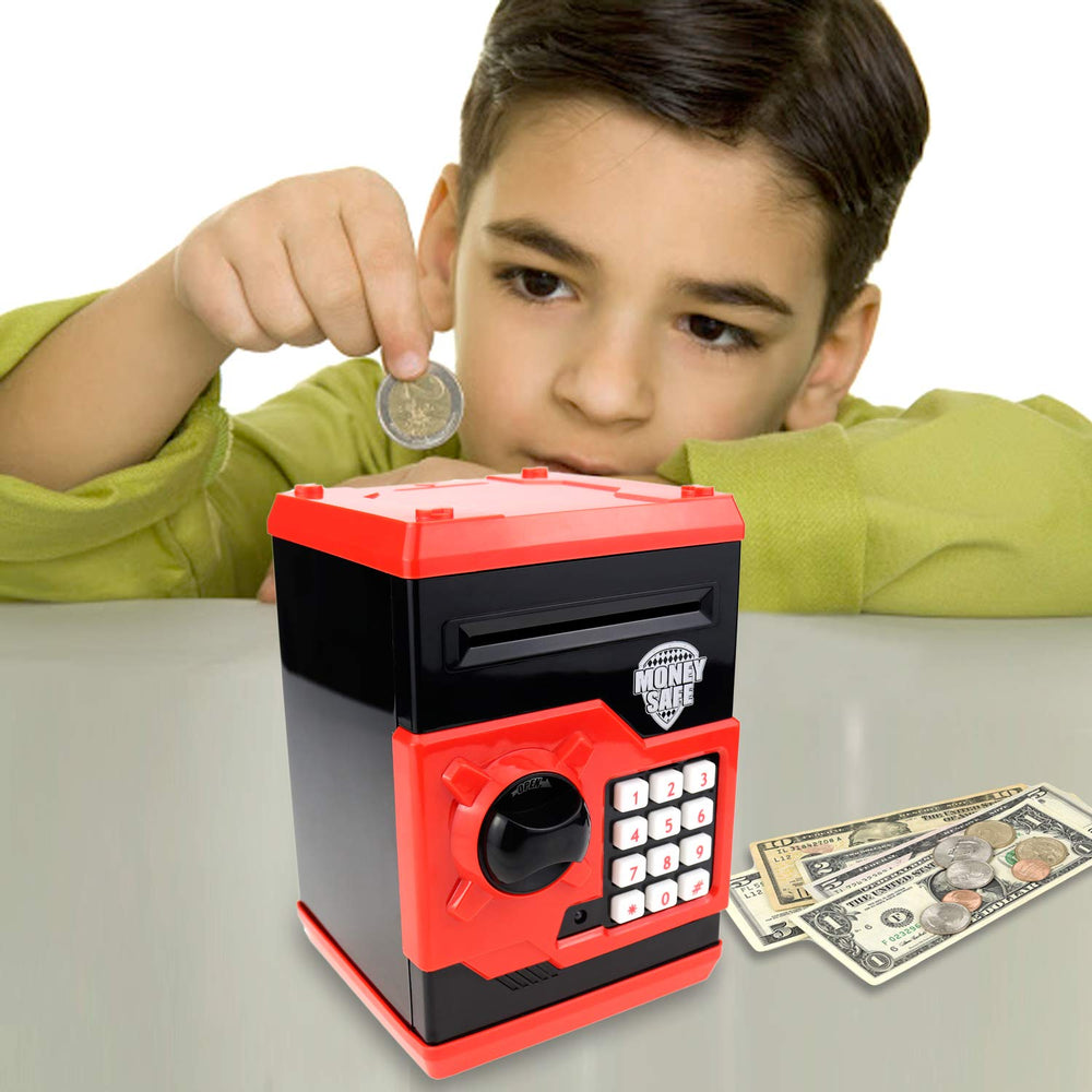 Yoego Money Bank password panel enables secure, customizable four-digit code.