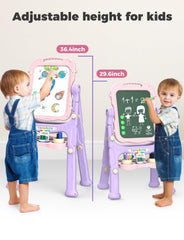 YOHOOLYO Kids Easel double sided magnetic board for chalk and dry erase activities