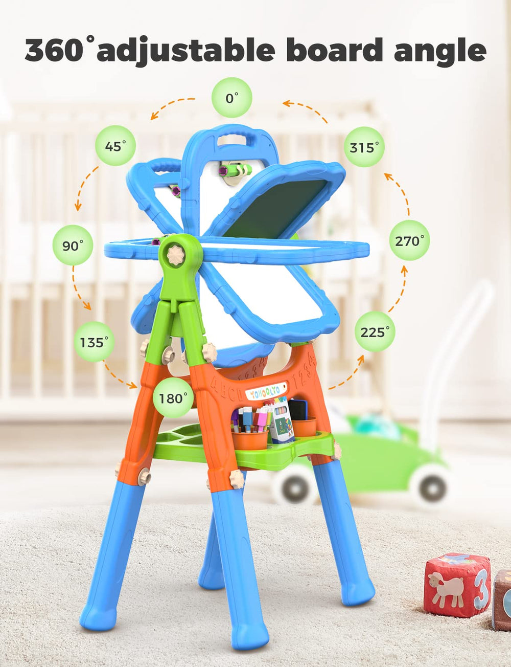 YOHOOLYO double-sided magnetic easel keeps arts organized