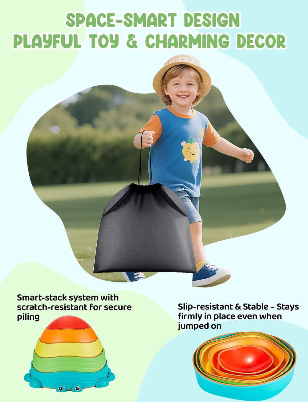 YOHOOLYO stepping stones come with 20 activity cards and a spinner