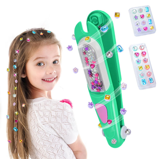 Yoloflix Hair Gem Stamper Kit with reusable diamonds for quick, sparkly hairstyles.