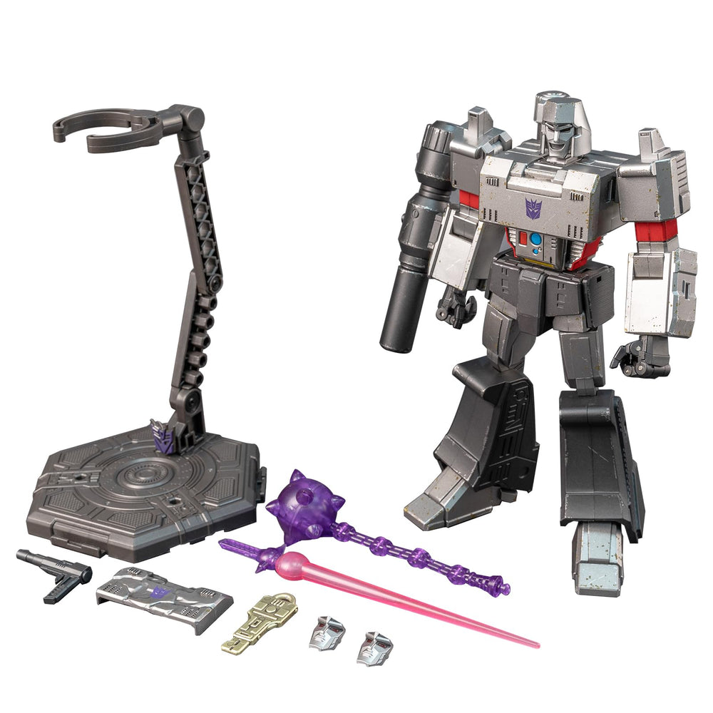 YOLOPARK Megatron figure with rusty battle-damage for dramatic display.