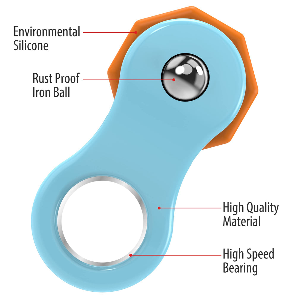 Yolscue fidget spinner blue in hands encourages finger dexterity.