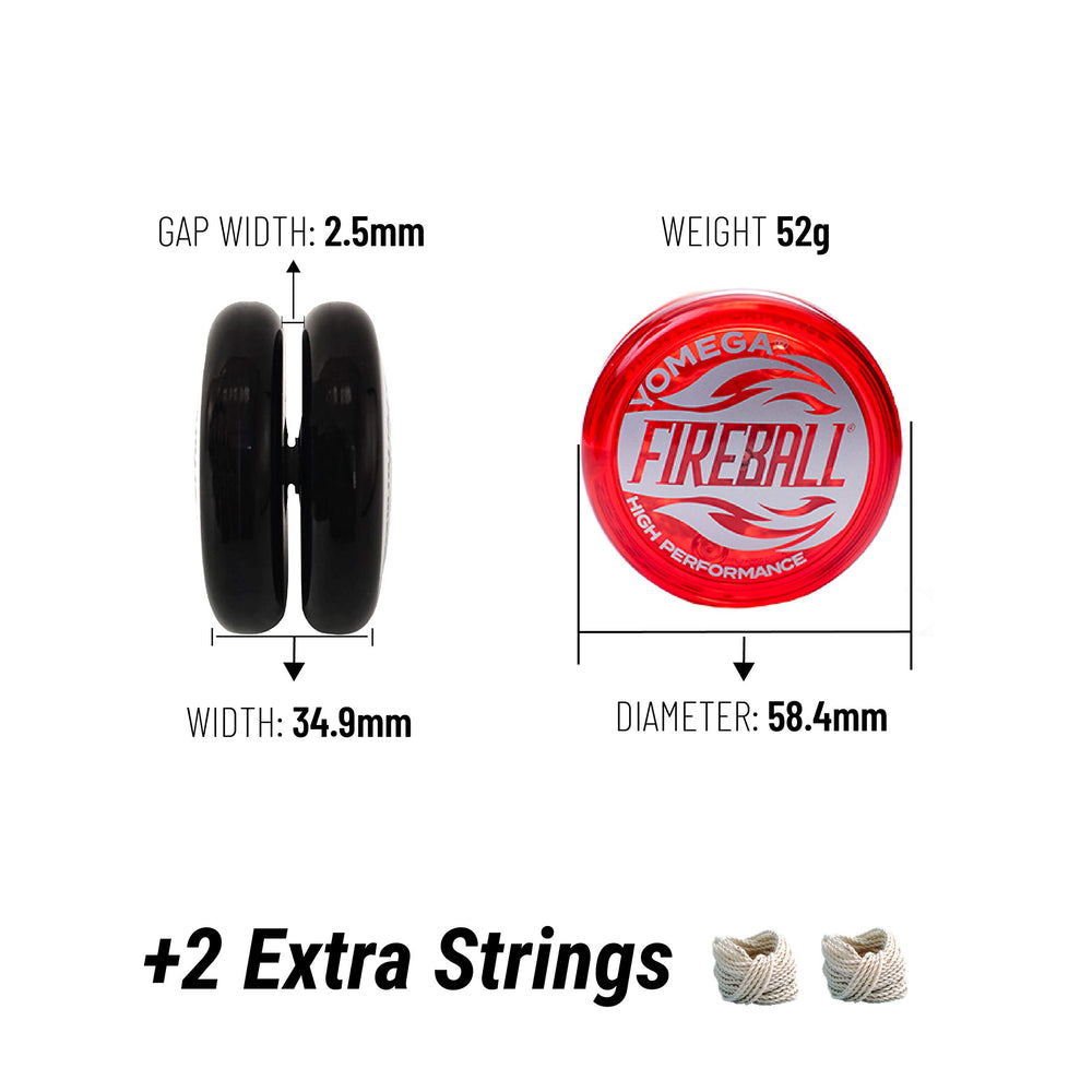 Yomega Fireball yo-yo red with extra strings included for practice.
