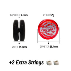 Yomega Fireball yo-yo red with extra strings included for practice.