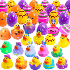 Yomwet 24pcs Easter eggs with rubber ducks for safe bath play
