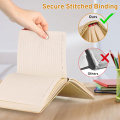 Yonavita Gold Glitter Notebook opened flat shows a sturdy hardcover for easy writing.