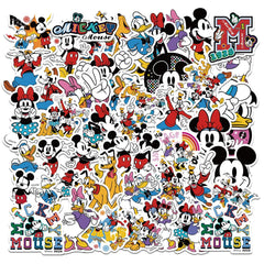 YONGAI 50pc Mickey Mouse stickers pack on colorful laptop, durable and waterproof