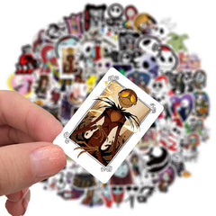 YONGAI skateboard decals show bold Nightmare Before Christmas designs for outdoor use.