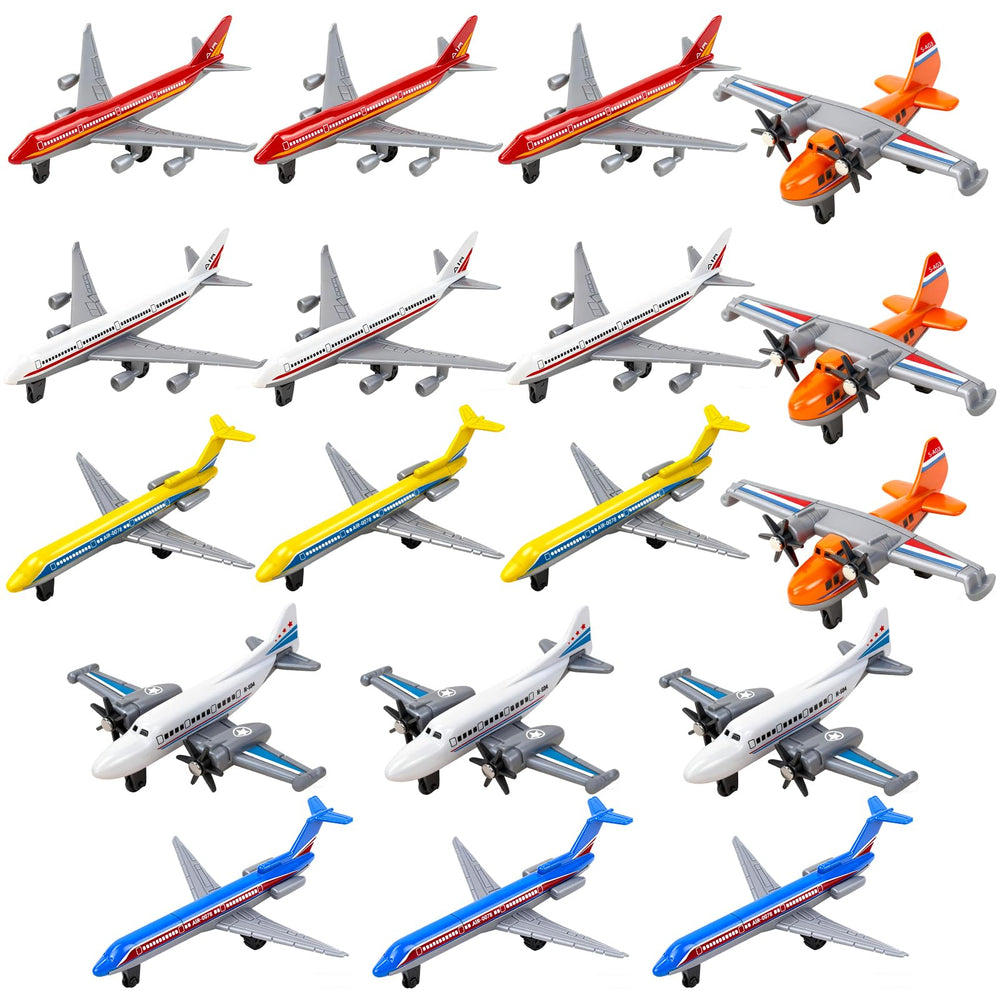YongnKids 18-piece diecast airplane set with bright colors for imaginative play.