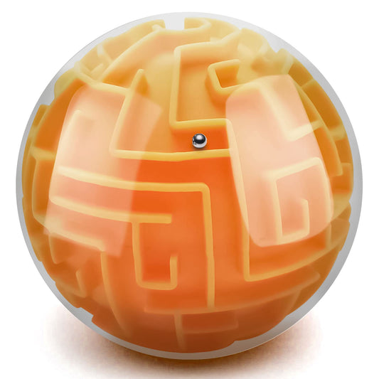 YongnKids Amaze 3D Maze Ball orange front view showing vivid colors and portable design