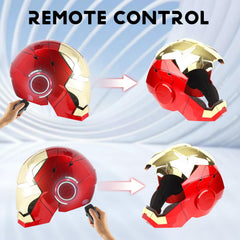 YONTYEQ Iron Hero MK5 helmet LED eyes glowing in action