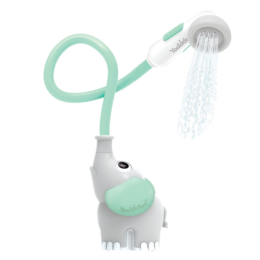 Yookidoo elephant bath shower head with trunk for gentle tub rinsing