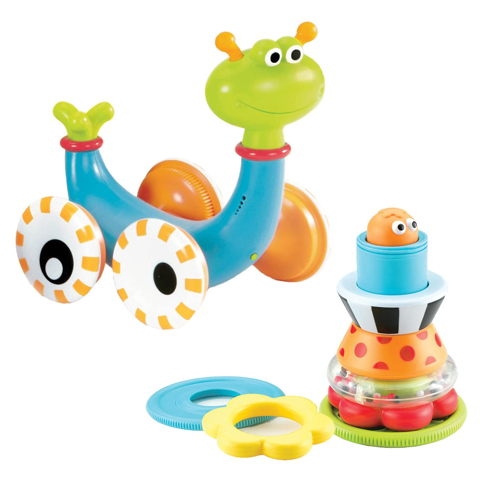 Yookidoo Musical Crawl 'N' Go Snail rolling action encourages your baby to crawl and explore.