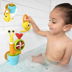 Yookidoo snail sprinkler demonstrates cause-and-effect water play