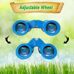 YOPINSAND Kids Binoculars 4x magnification lens for easy distant viewing.