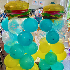YORR hamburger balloons add playful focal points to the sea party