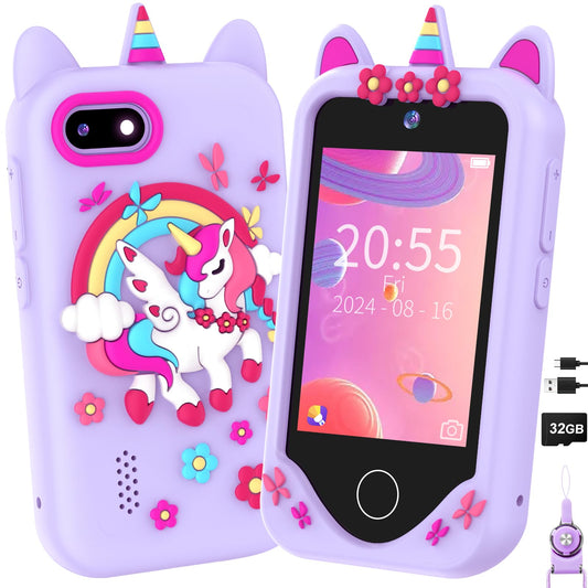 Yosfeng Kids Smart Phone front view with protective case for safe, playful exploration