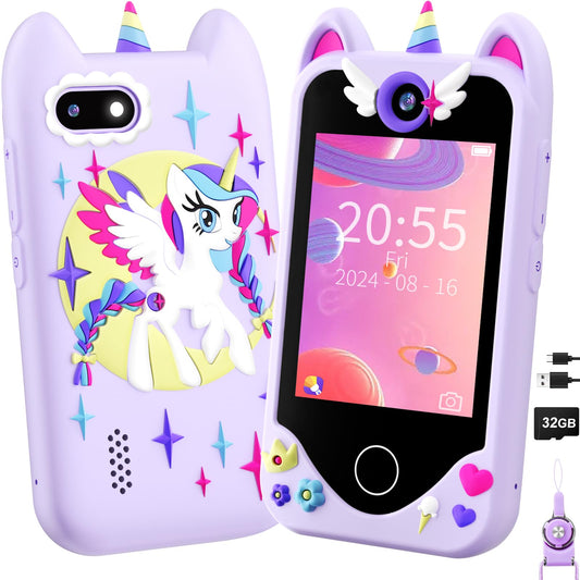 Yosfeng kids smart phone front view with educational features for girls