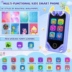 Yosfeng Kids Smart Phone screen interaction showing touch controls for learning and play.