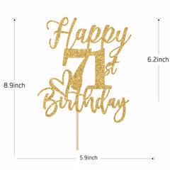 Yotawebery gold glitter cake topper 71st, pairs well with photos
