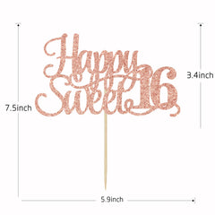 Yotawebery rose gold glitter Cheers to 16 years cake topper keepsake-worthy.