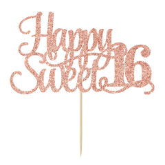 Yotawebery rose gold glitter Hello 16 cake topper brightens party photos.