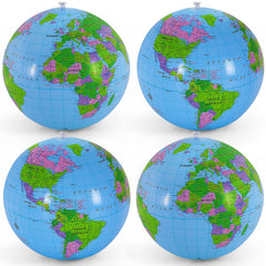 YOTHORN 16-inch inflatable globe beach ball in blue, perfect for beach play and teaching.